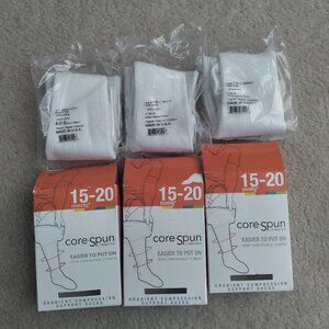 New 3 Core-Spun By Thermafirm White M Knee High Compression Socks 15-20 17122